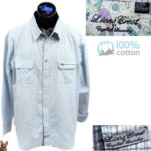 Lions Crest by English Laundry 2XL L/S Blue Plaid
